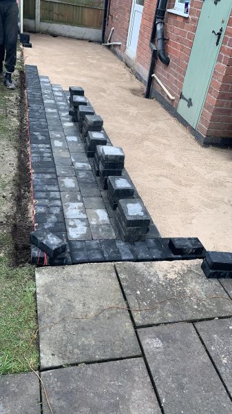 Work underway, block paving pathway in Nottingham: Swipe To View More Images